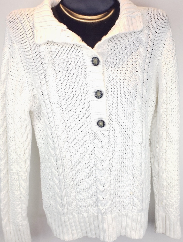 Leo & Nicole Cable Knit Sweater Size M White
